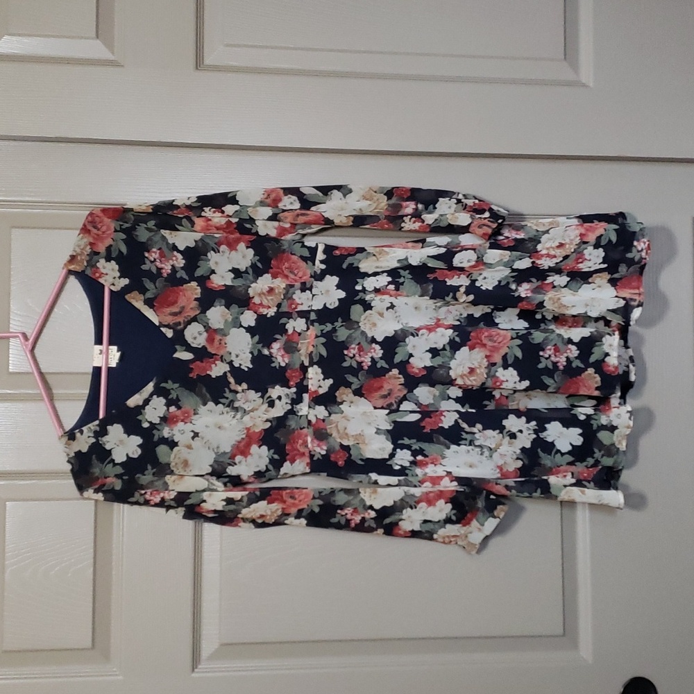 Pink Owl floral long sleeve lined dress size medium